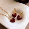 Crimson Heart Jewelry Set - Necklace + Earrings Set
