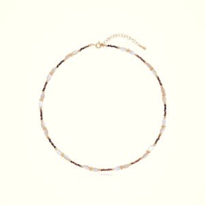 Tiger eye and mother of pearl necklace with natural brown and ivory beads