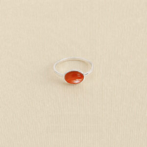 Natural Nanhong agate ring with 925 sterling silver setting