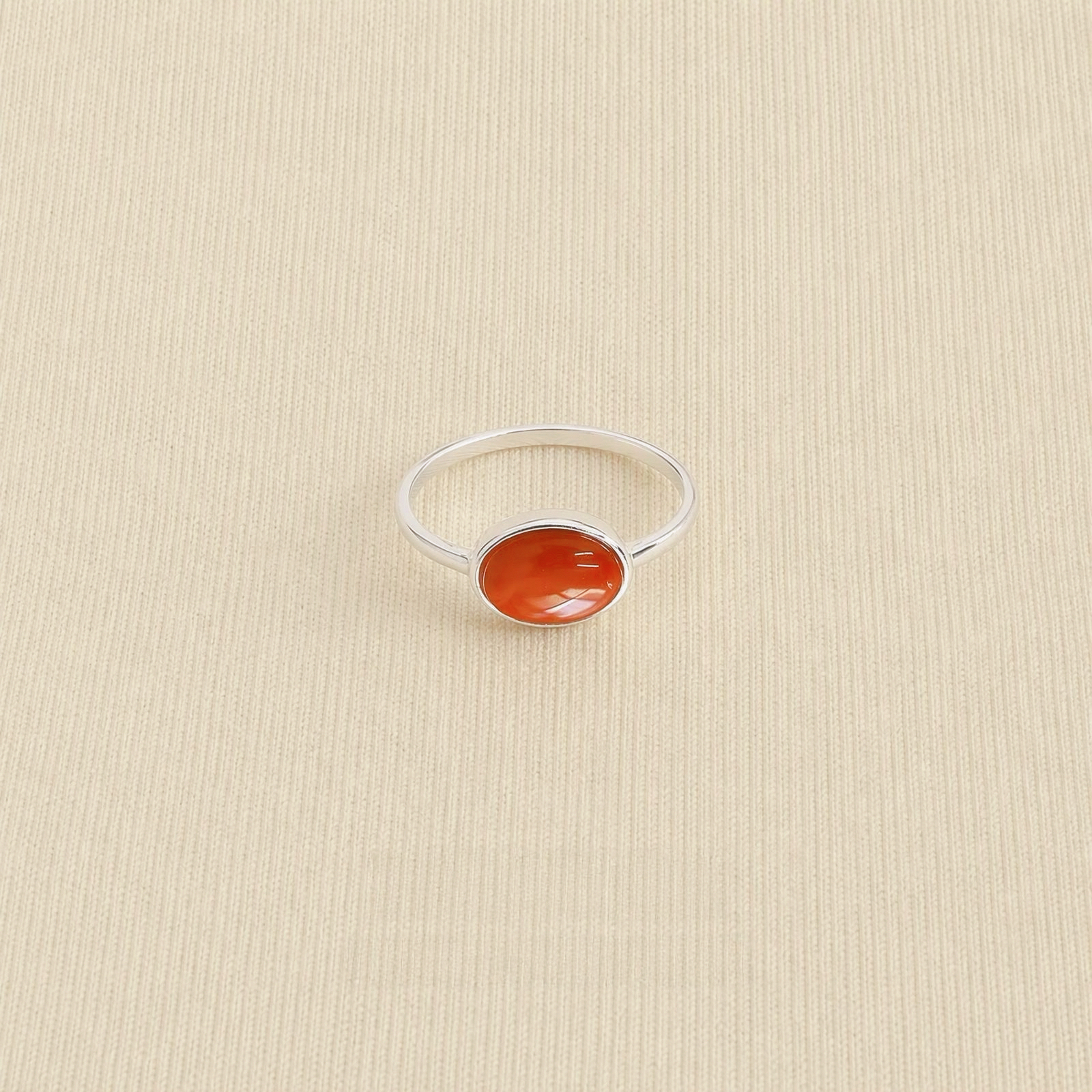 Natural Nanhong agate ring with 925 sterling silver setting