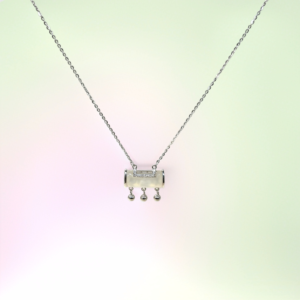 RONGHUA Peace Lock Necklace in sterling silver with white chalcedony