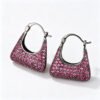 Mini Bag Pavé Huggie Earrings – Sterling Silver - Purple