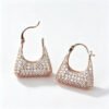 Mini Bag Pavé Huggie Earrings – Sterling Silver - Rose Gold