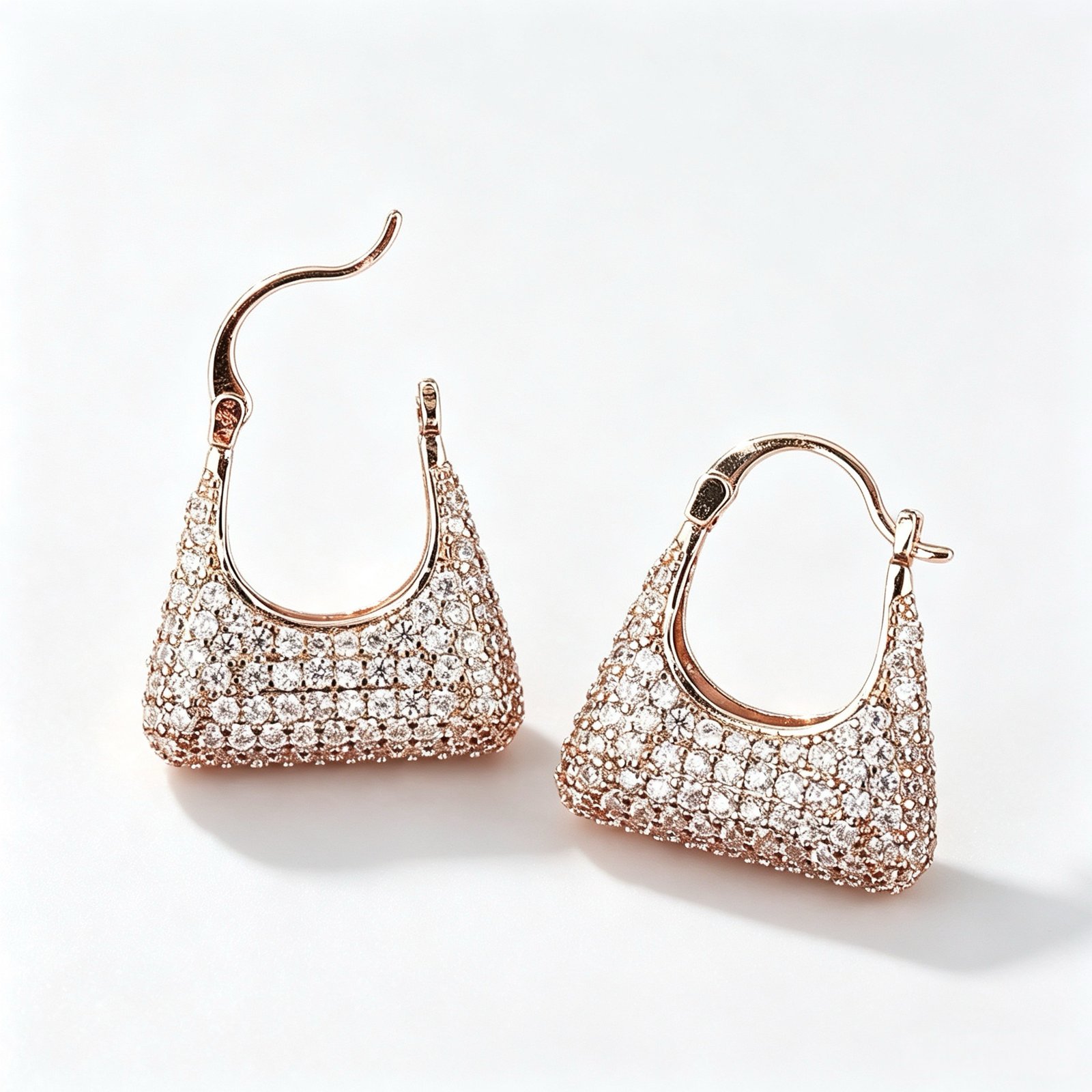 Rose Gold Mini Bag Pavé Huggie Earrings in 925 sterling silver with sparkling zircon