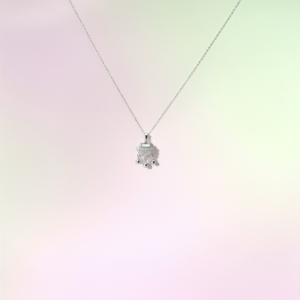 Ruyi Lock Necklace in 999 fine silver with sparkling zircon and dangling silver bells
