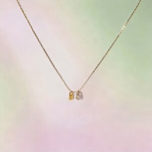 S initial lock necklace in 18K gold plated 925 sterling silver with sparkling stones