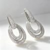 Ripple Drop Pavé Earrings – Sterling Silver - Silver
