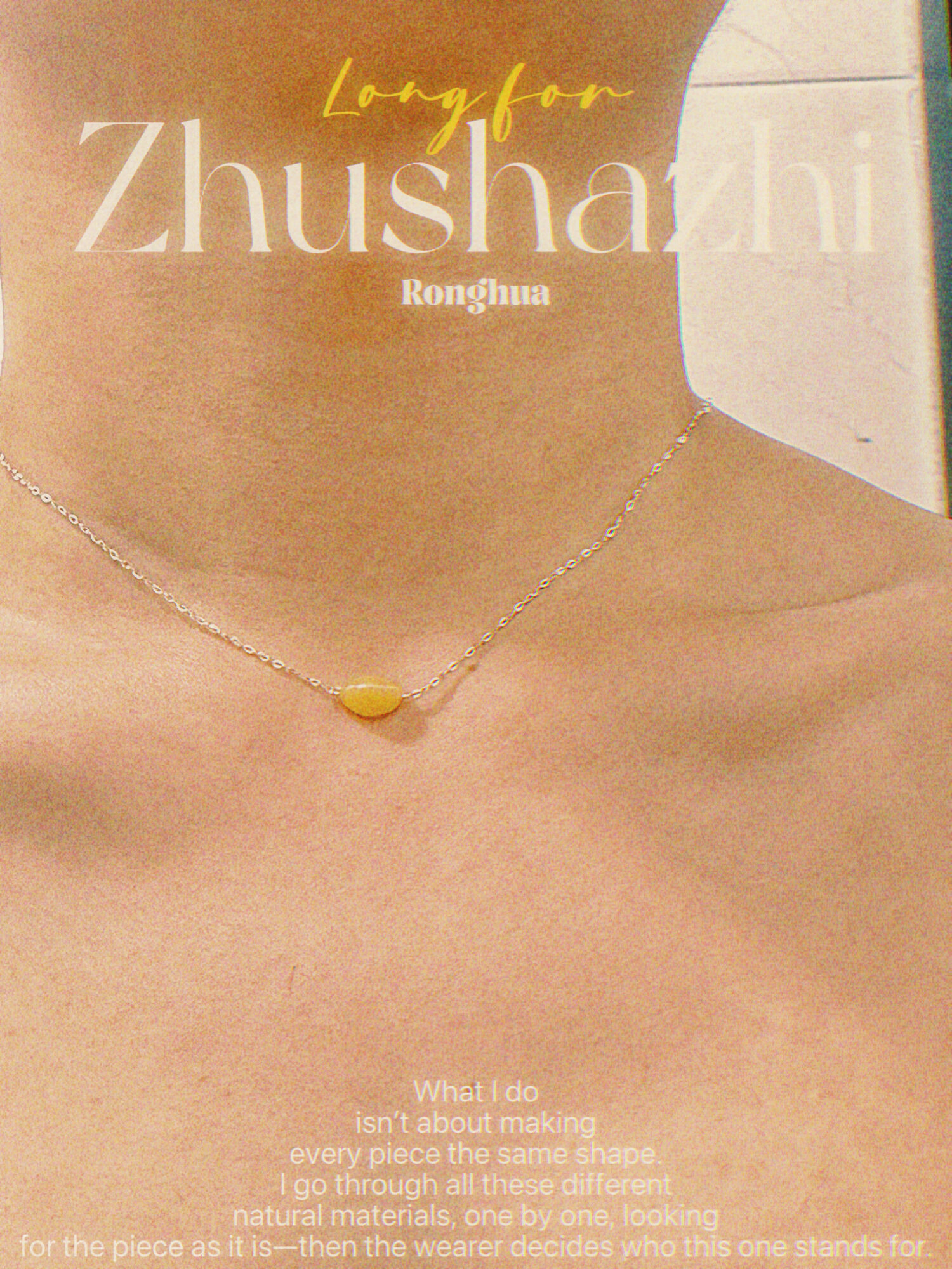 Natural warm jade necklace with 925 sterling silver chain