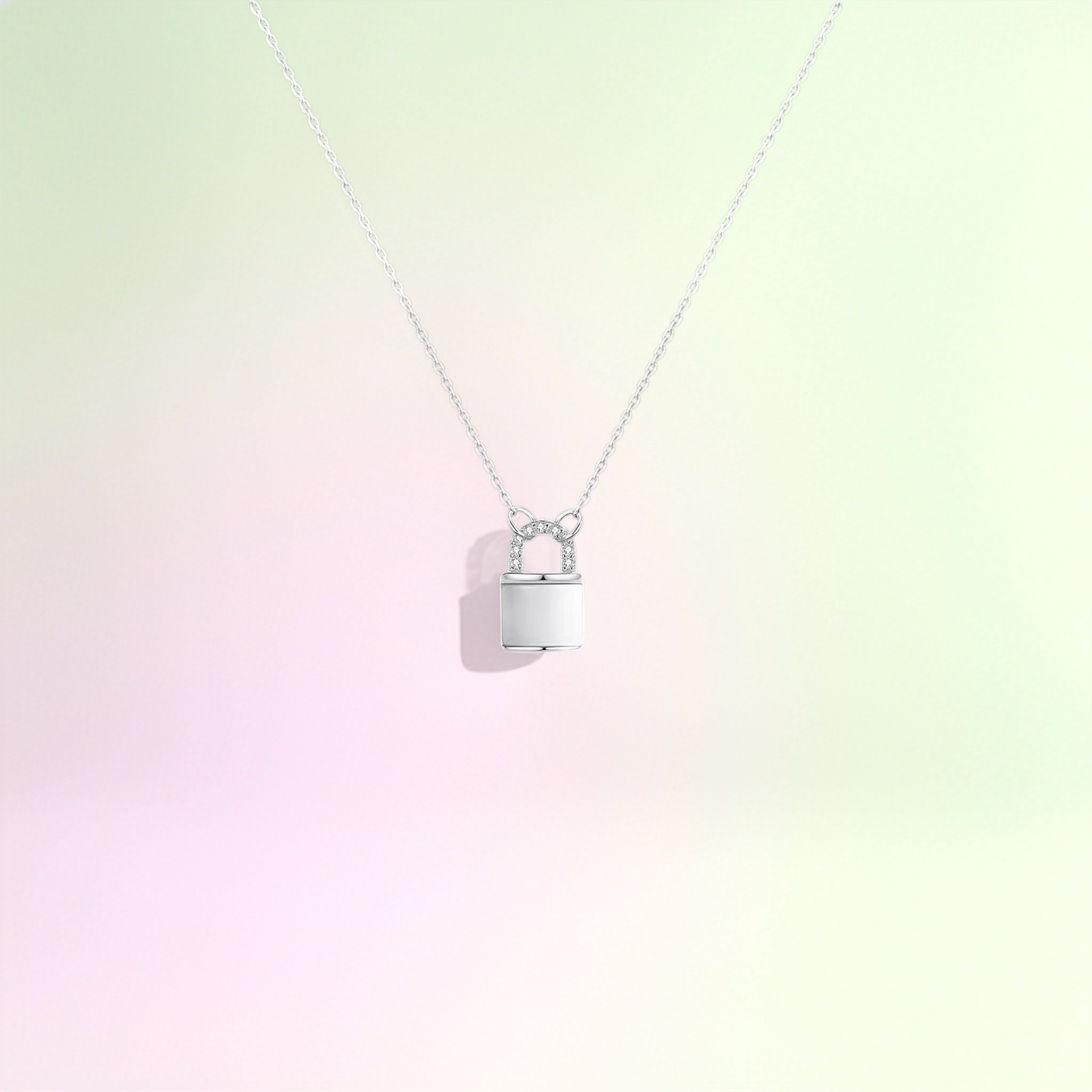 Lock Pendant Necklace in 925 Sterling Silver