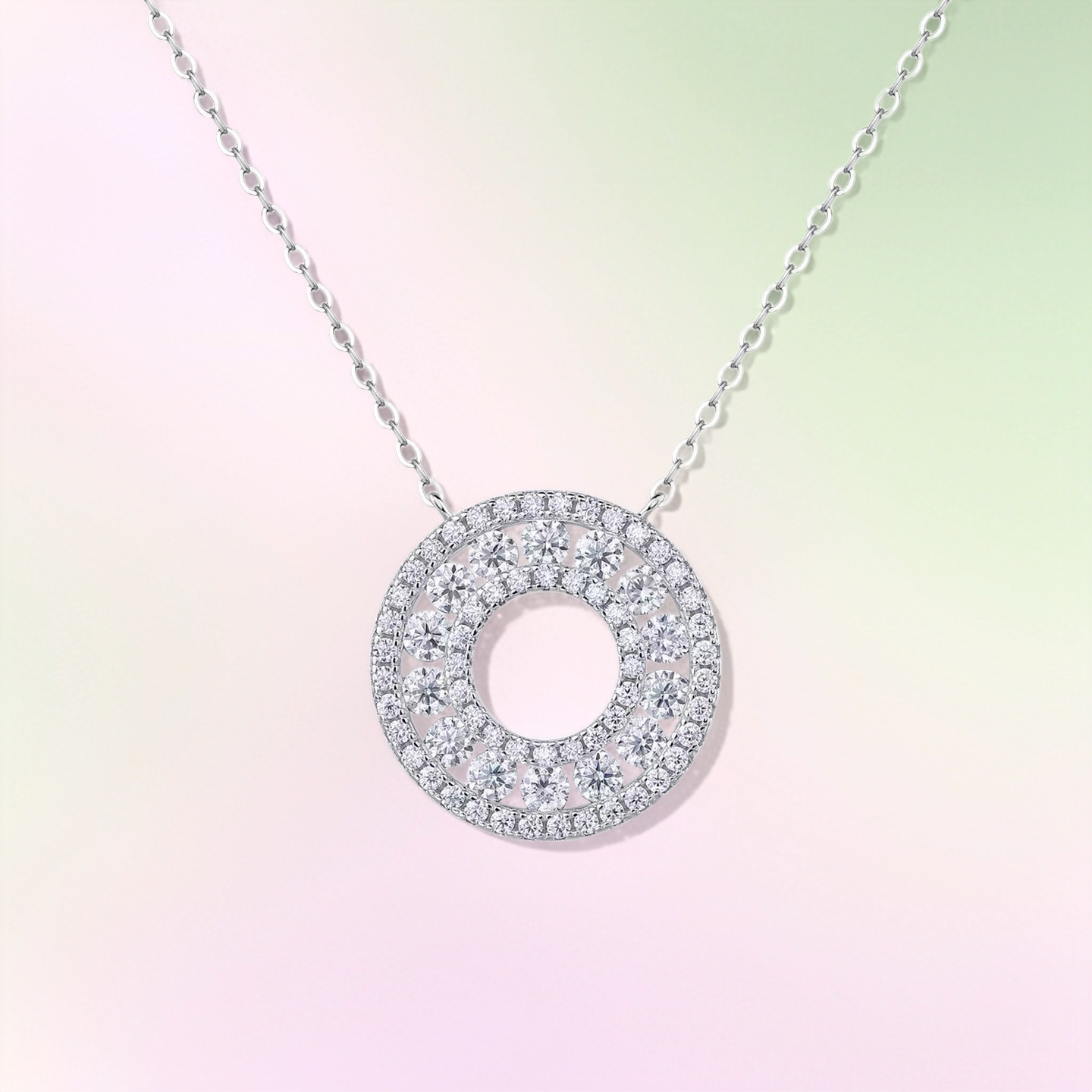 Moissanite Circle Necklace in S925 sterling silver