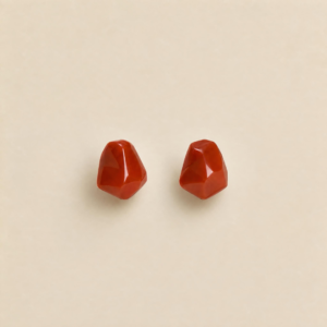 Natural Nanhong agate stud earrings with unique freeform red stones
