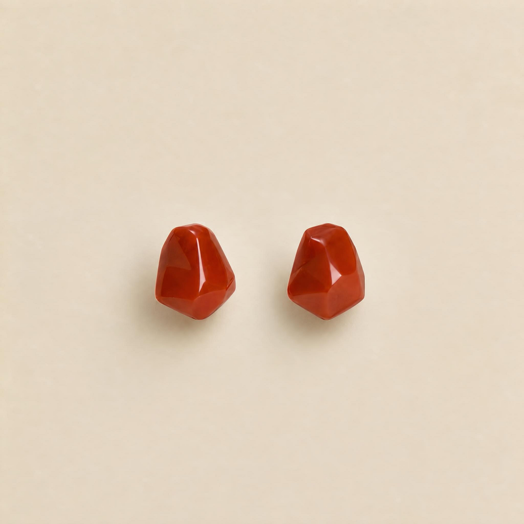 Freeform natural Nanhong agate stud earrings