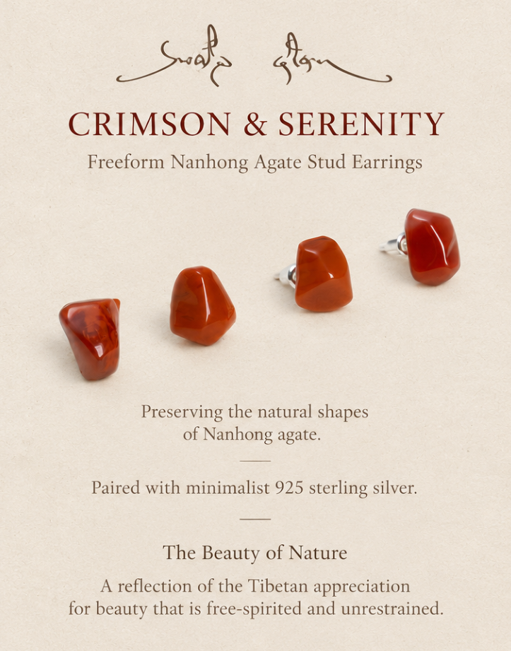 Crimson Serenity freeform Nanhong agate earrings and their design story