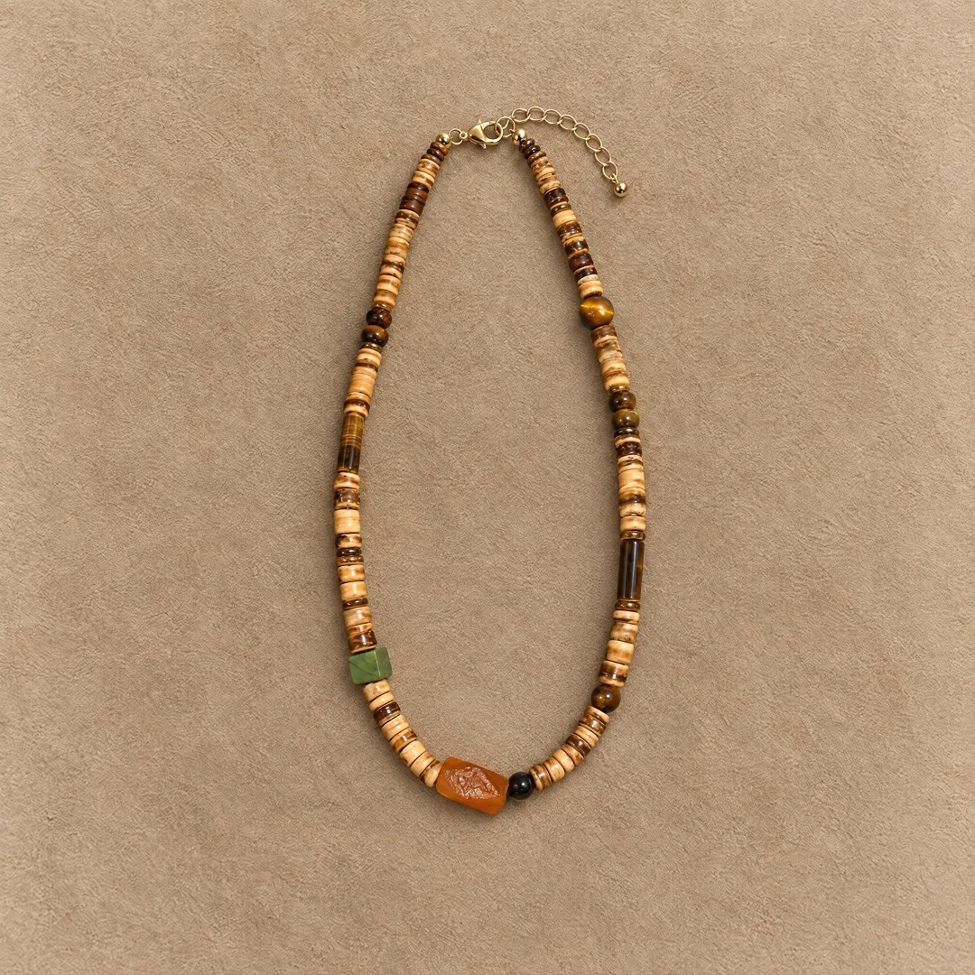Natural Stone & Coconut Shell Necklace–Earth Notes | RONGHUA