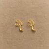 Follow Your Heart — Calligraphy-Inspired Silver Earrings - Gold Pair