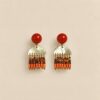 Little Mosaic – Natural Stone & Mother of Pearl Drop Earrings - Red
