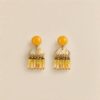 Little Mosaic – Natural Stone & Mother of Pearl Drop Earrings - Yellow