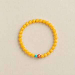 Meaningful amber bead bracelet with Nanhong agate and turquoise accents