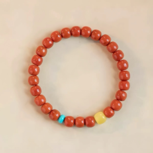 Meaningful Nanhong agate bracelet with turquoise and warm yellow jade
